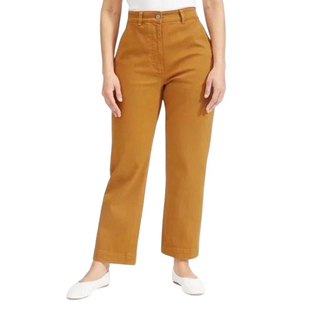 Everlane Straight Leg Crop Pant Ochre Mustard Yellow High Rise SIZE 00